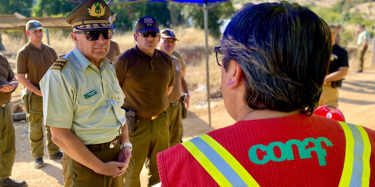 Incendios Forestales: General director de Carabineros visitó la Región para interiorizarse de la emergencia
