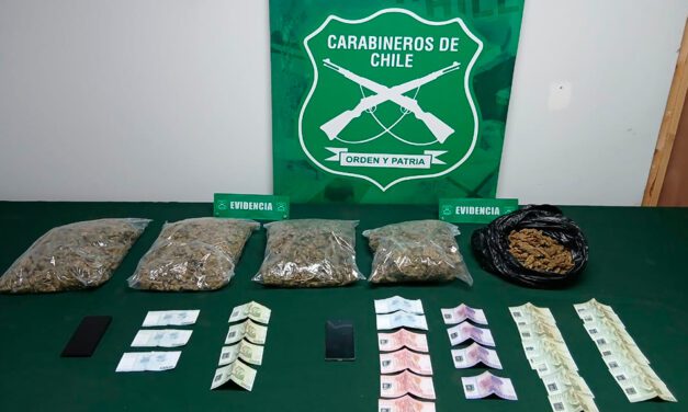 Carabineros decomisa más de 5 kilos de marihuana elaborada en buses interprovinciales y detiene a dos extranjeros